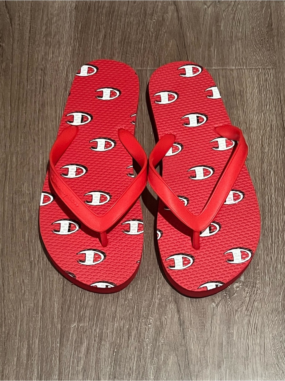 Champion Red Allover Logo Flip Flop Thong Sandals Menβs Size 8